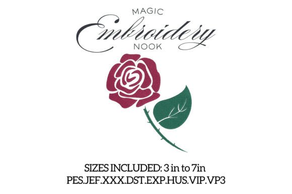 Download Rose with Thorn Digital Embroidery - Rose Collection