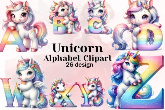 Download Cute Unicorn Alphabet Clipart PNG - Cute Collection