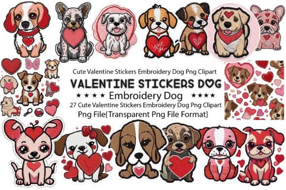 Download Cute Valentine Stickers Embroidery Dog - Cute Collection