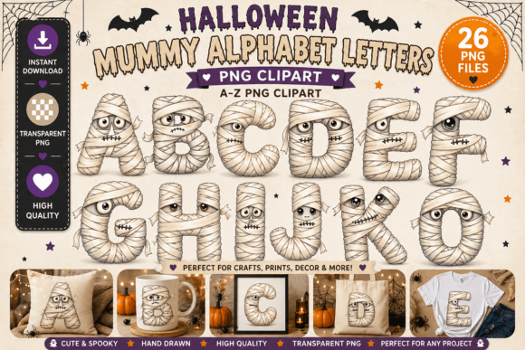 Download Halloween Mummy Alphabet Letters Clipart - Letter Collection