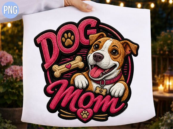 Download Cute Dog Mom Embroidery PNG T-Shirt - Cute Collection