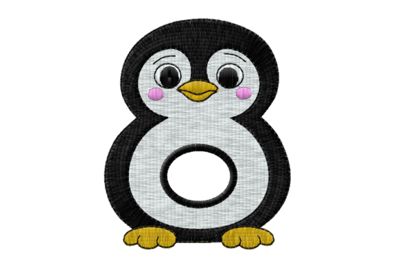 Download Cute Penguin Number 8 Digital Embroidery - Cute Collection