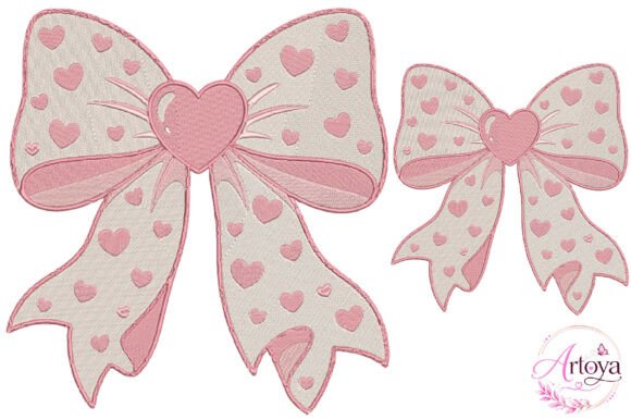 Download Cute Heart Bow Embroidery Design - Cute Collection